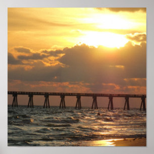 Poster Coucher du soleil de pilier de plage de Panamá