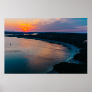 Poster Coucher du soleil de Travis de lac
