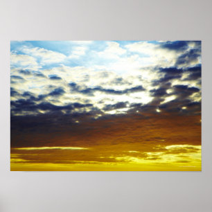 Poster Coucher du soleil déprimé bleu jaune avec des