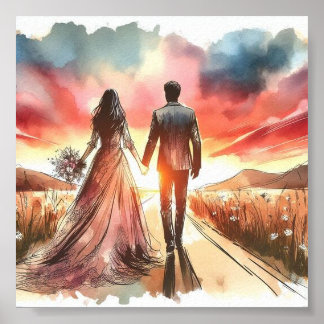 Poster Coucher du soleil du jour de mariage