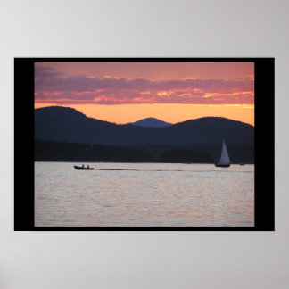 Poster Coucher du soleil du lac Champlain