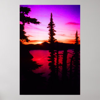 Poster Coucher du soleil du lac Crater