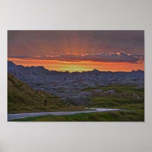 Poster Coucher du soleil, parc national des Badlands