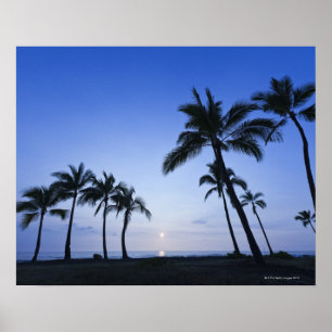 Poster Coucher du soleil sur la baie de Kahaluu dans