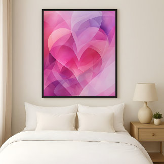 Poster Couches d'amour - Cœurs roses abstraits