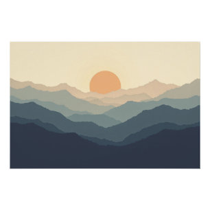 Poster Couches de calme - Coucher de soleil minimaliste d