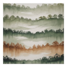 Couches de Forêt Misty - Paysage Aquarelle