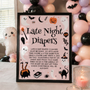 Poster Couches de nuit de bébé fille de Baby Shower d'Hal