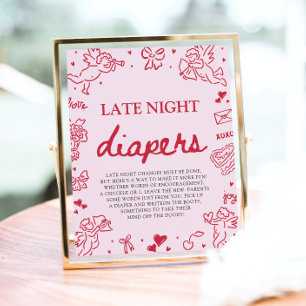 Poster Couches de nuit pour bébé fille rose rouge Saint-V