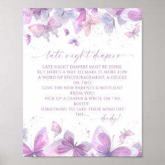 Poster Couches de Nuit Tardive Papillons Baby Shower