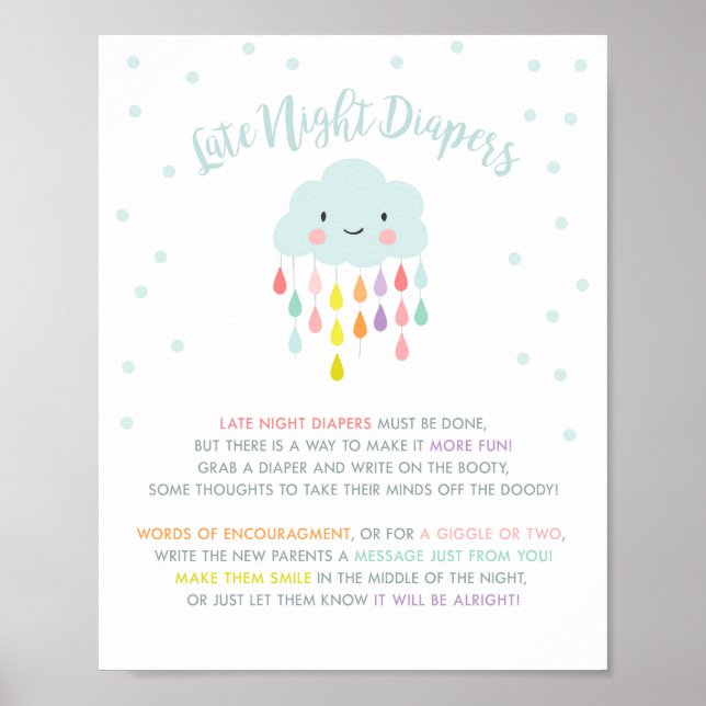 Poster Couches de nuit tardive signe Nuage Gouttes de plu (Devant)