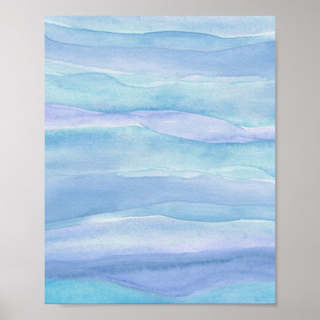 Poster Couches d'eau bleu violet Abstrait (Devant)