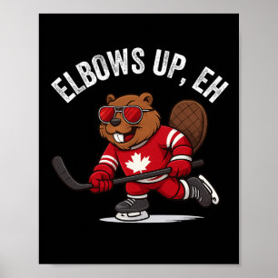 Poster Coudes levés Eh Joueurs de hockey castor drôle Can
