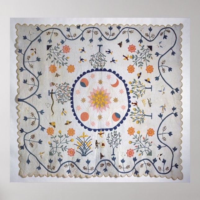 Poster Couette appliquée avec soleil, lune, étoiles (Devant)