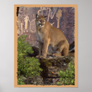 Poster Cougar et pictographes