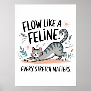 Poster Couler comme un félin - Conception de chat mignon 