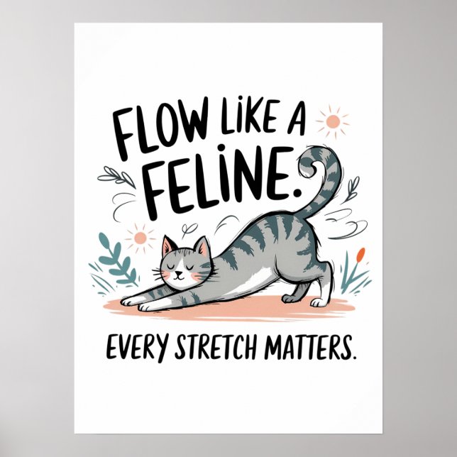 Poster Couler comme un félin - Conception de chat mignon  (Devant)