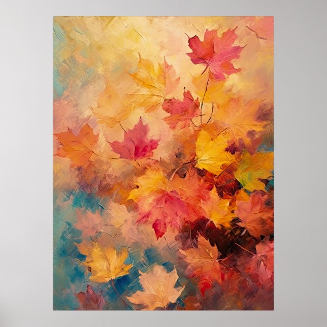 Poster Couleur Abstraite de l'art d'automne japonais (Devant)