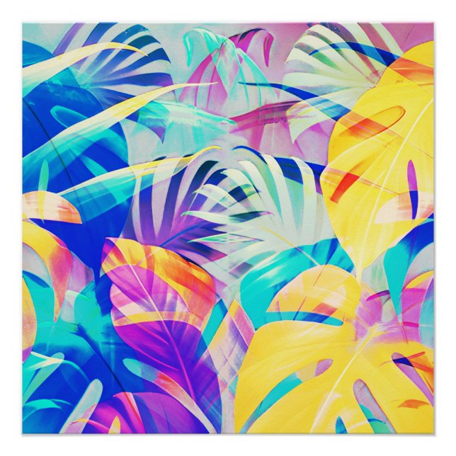 Poster Couleur Abstraite florale moderne Pastel (Devant)