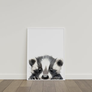 Poster Couleur Aquarelle Bébé Badger Décor