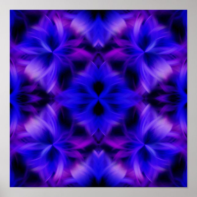 Poster Couleur Bleu Bleu Clair Violet Fils Abstraits (Devant)