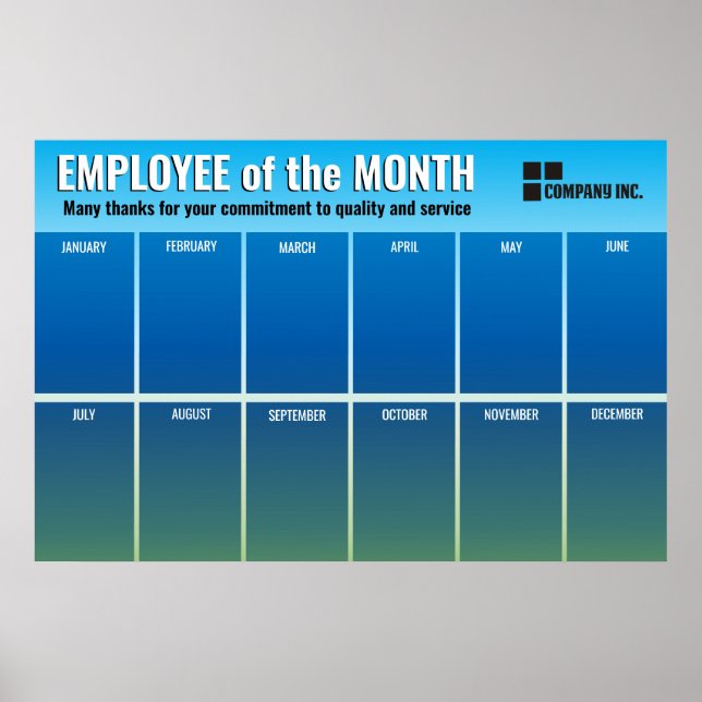 Poster Couleur bleue de l'employé du mois affichage photo (Devant)