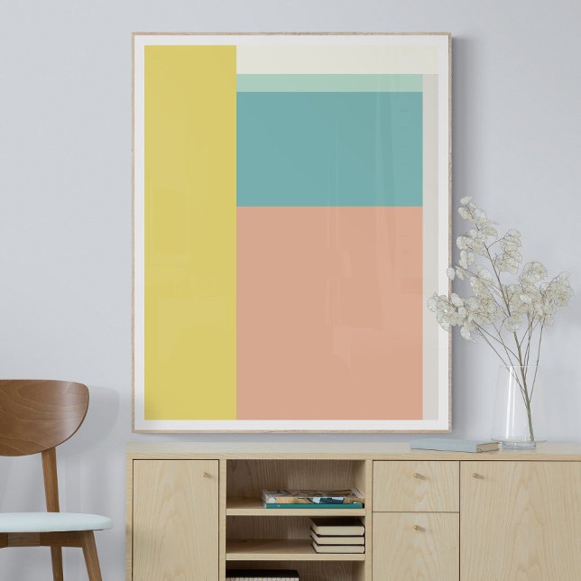 Poster Couleur Bloc Art dans Retro Beach Couleurs pastel (Créateur téléchargé)