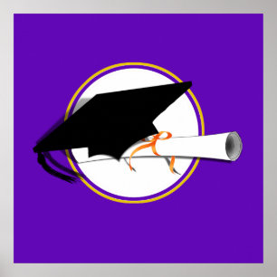 Poster Couleur Casquette de 2e année violet et or