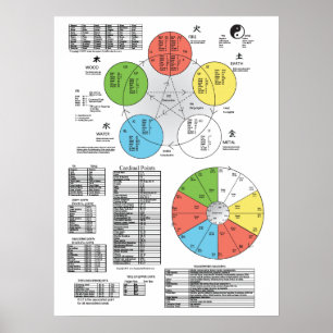 Poster couleur cinq éléments Acupuncture