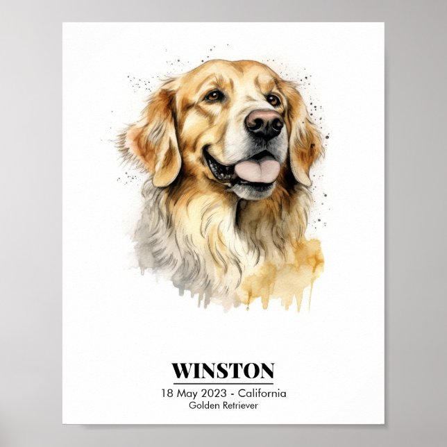 Poster Couleur d'aquarelle dorée personnalisée (Devant)