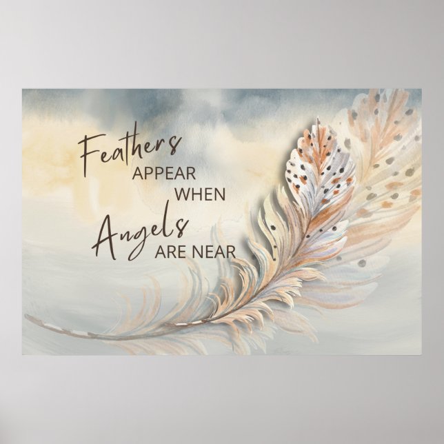 Poster Couleur d'aquarelle Inspiron Feather & Angel (Devant)