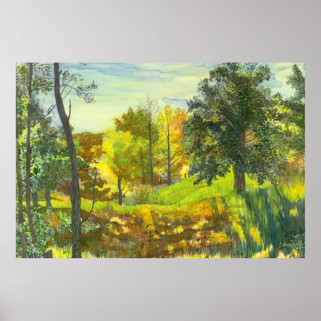 Poster Couleur d'aquarelle solaire sur soie (Devant)