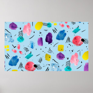 Poster Couleur d'eau Abstraite formes géométriques avec s