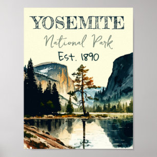 Poster Couleur d'eau du parc national Yosemite Coucher de