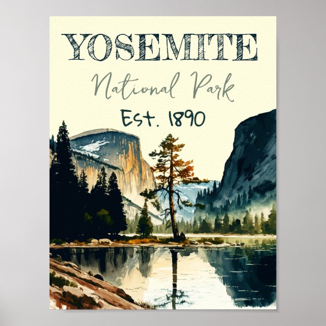 Poster Couleur d'eau du parc national Yosemite Coucher de (Devant)