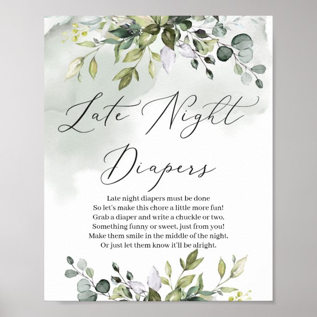 Poster Couleur d'eau eucalyptus verdure couches tard la n (Devant)