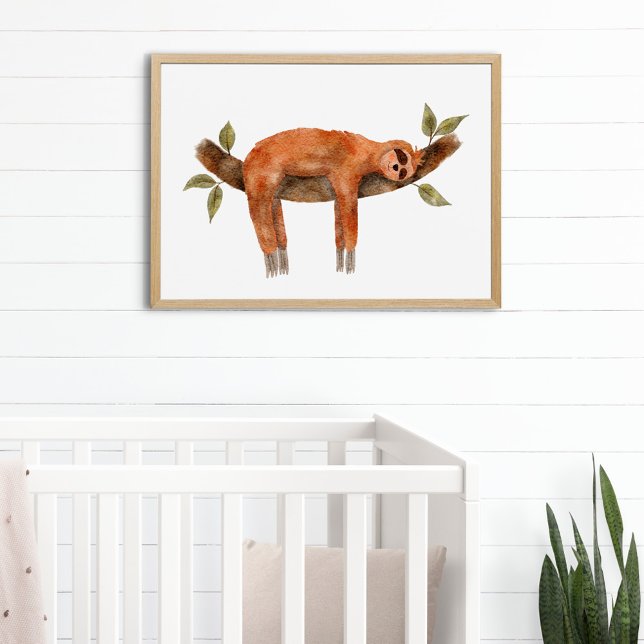 Poster Couleur d'eau mûre illustration paresse animal cou (Créateur téléchargé)