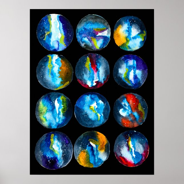 Poster Couleur d'eau nébuleuse de la galaxie de la planèt (Devant)