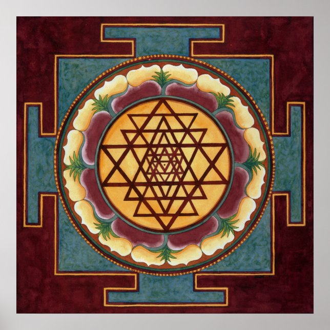Poster Couleur d'eau Sri Yantra (Devant)