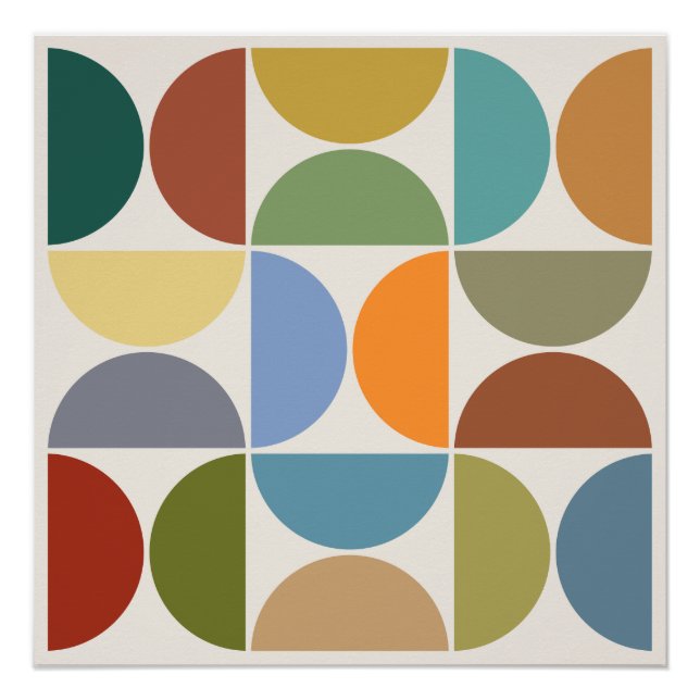 Poster Couleur des demi-cycles MCM sur Carré crème (Devant)
