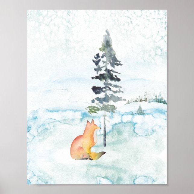 Poster Couleur d'hiver Plan Renard rouge (Devant)