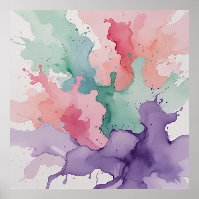 Poster Couleur éclat aquarelle - Énergie Abstraite en Vib (Devant)