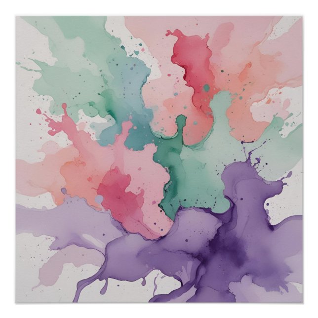 Poster Couleur éclat aquarelle - Énergie Abstraite en Vib (Devant)