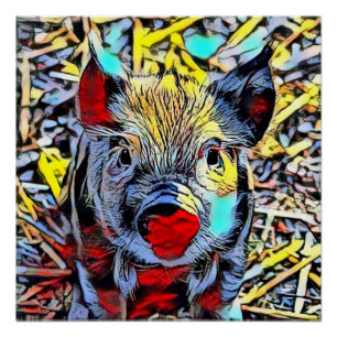 Poster couleur kick - porcelet