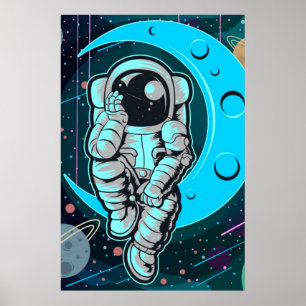 Poster couleur pleine astronaute