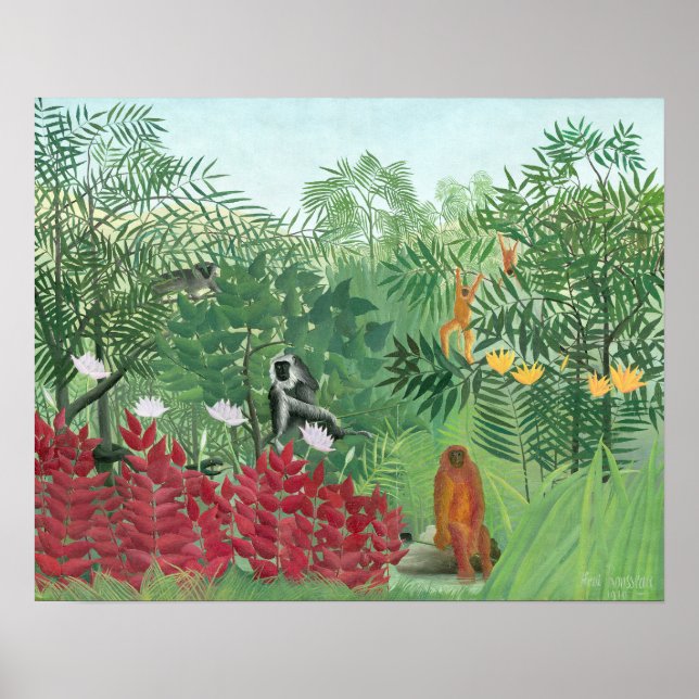 Poster Couleur restaurée Henri Rousseau Tropical Jungle A (Devant)