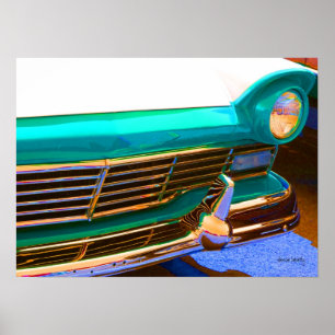 Poster couleur saturée du grill de phare de voiture class