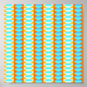 Poster Couleur Turquoise Bleu Orange Jaune Motif