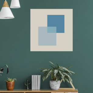 Poster Couleurs Abstraites modernes de bleu, design minim
