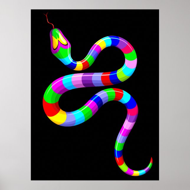 Poster Couleurs arc-en-ciel psychédéliques serpent (Devant)